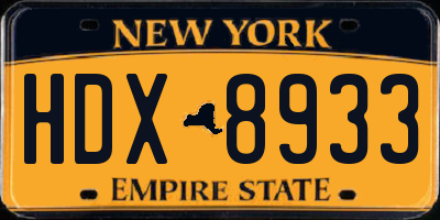 NY license plate HDX8933