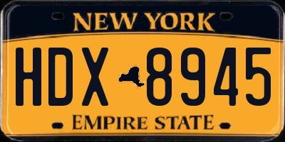 NY license plate HDX8945