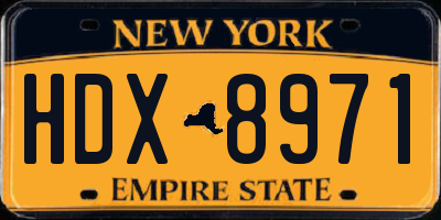 NY license plate HDX8971