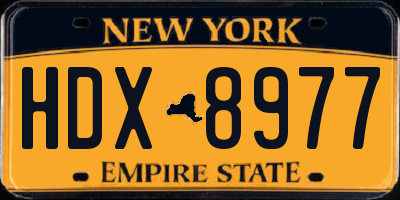 NY license plate HDX8977