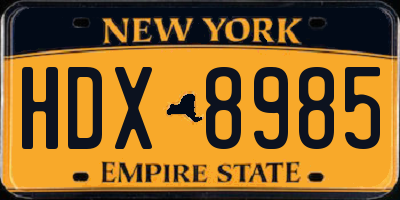 NY license plate HDX8985