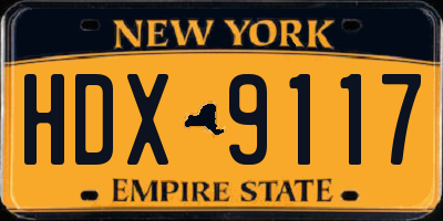 NY license plate HDX9117