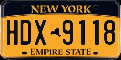 NY license plate HDX9118