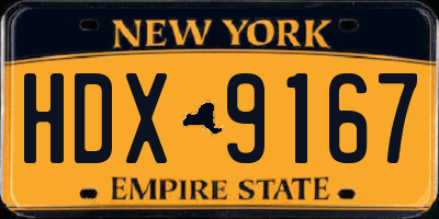 NY license plate HDX9167