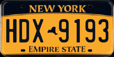 NY license plate HDX9193