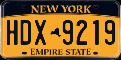 NY license plate HDX9219