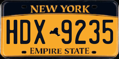 NY license plate HDX9235