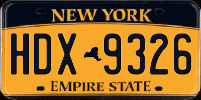 NY license plate HDX9326