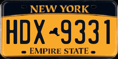 NY license plate HDX9331