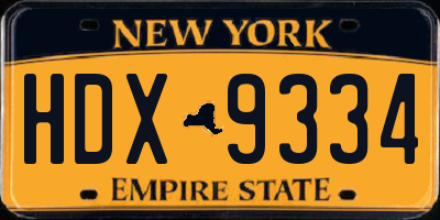NY license plate HDX9334