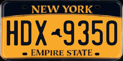 NY license plate HDX9350