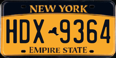 NY license plate HDX9364