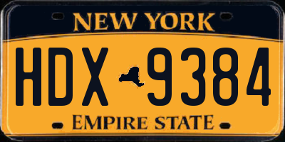 NY license plate HDX9384
