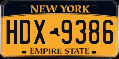NY license plate HDX9386
