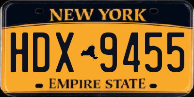 NY license plate HDX9455