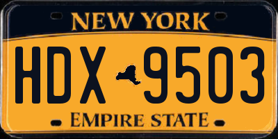 NY license plate HDX9503