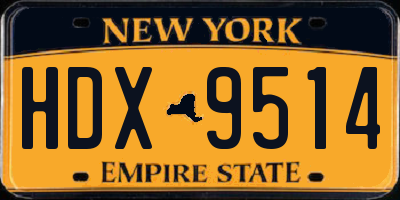 NY license plate HDX9514