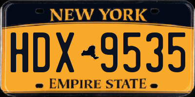 NY license plate HDX9535