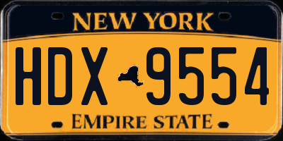 NY license plate HDX9554