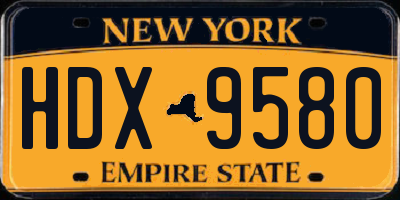 NY license plate HDX9580