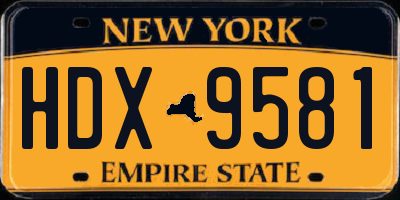 NY license plate HDX9581