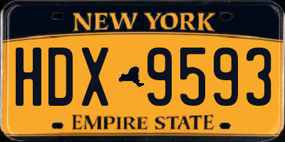 NY license plate HDX9593