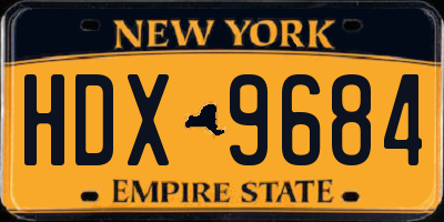 NY license plate HDX9684