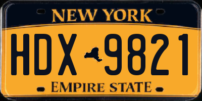 NY license plate HDX9821