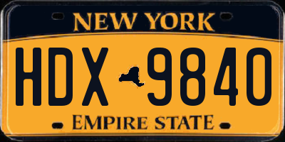 NY license plate HDX9840