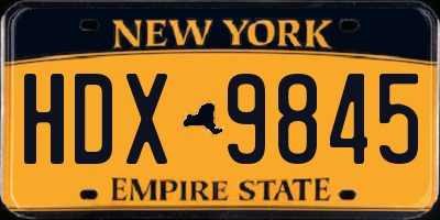 NY license plate HDX9845