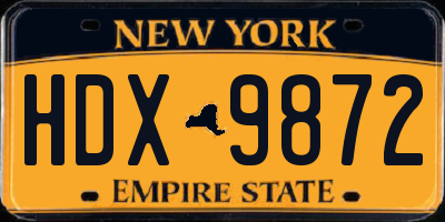 NY license plate HDX9872
