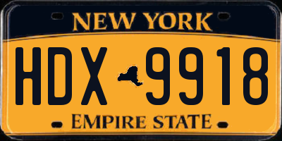 NY license plate HDX9918