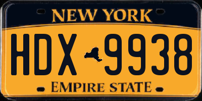 NY license plate HDX9938