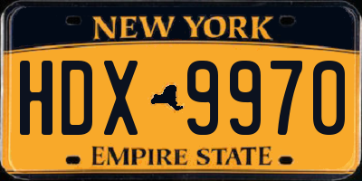 NY license plate HDX9970