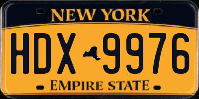 NY license plate HDX9976