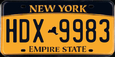 NY license plate HDX9983