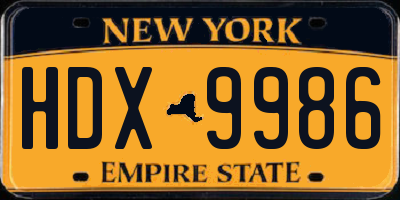 NY license plate HDX9986