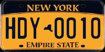 NY license plate HDY0010