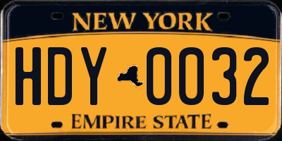 NY license plate HDY0032