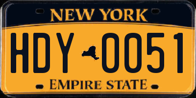 NY license plate HDY0051