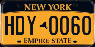 NY license plate HDY0060