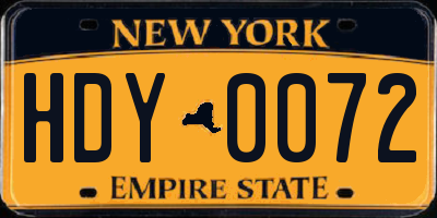 NY license plate HDY0072