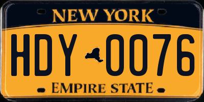 NY license plate HDY0076