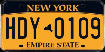 NY license plate HDY0109