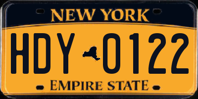 NY license plate HDY0122