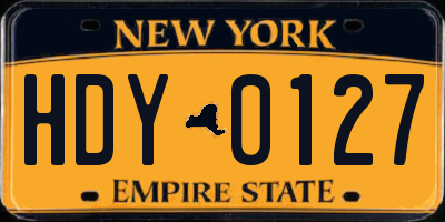 NY license plate HDY0127