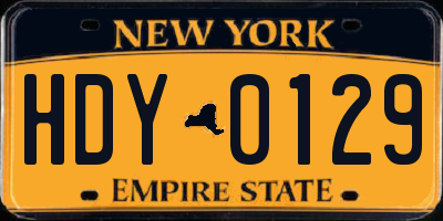 NY license plate HDY0129
