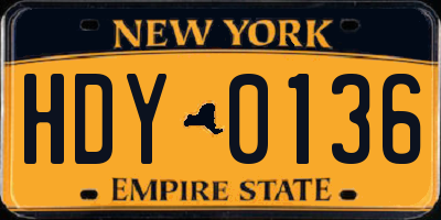 NY license plate HDY0136