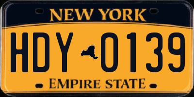 NY license plate HDY0139