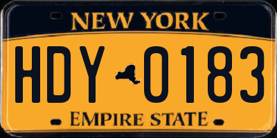 NY license plate HDY0183